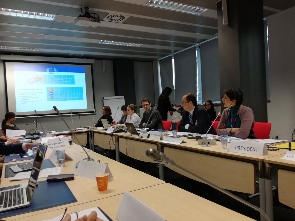 Ecommerce_EU's tweet photo. .@veromanfrve presents conclusions of European Consumer Summit #ECS2016 at @EU_Consumer Consultation Group chaired by @DespinaSpanou. https://t.co/wbw8TR8PRk
