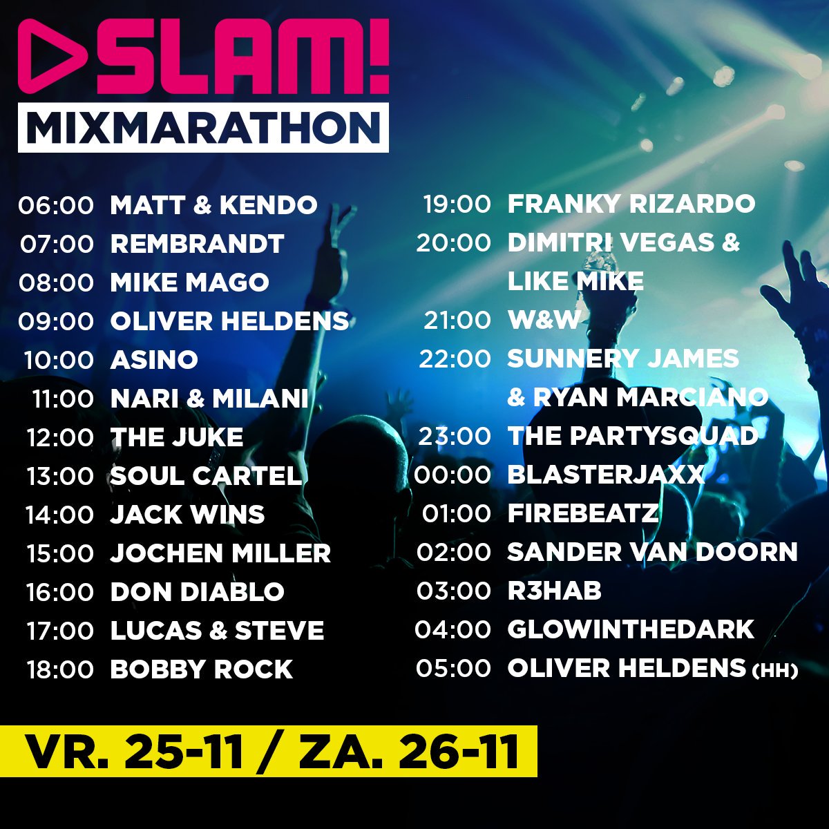 Tune in between 13:00 - 14:00 at <a href="/slamofficial/">SLAM!</a> #SoulCartel #Slam #Mixmarathon