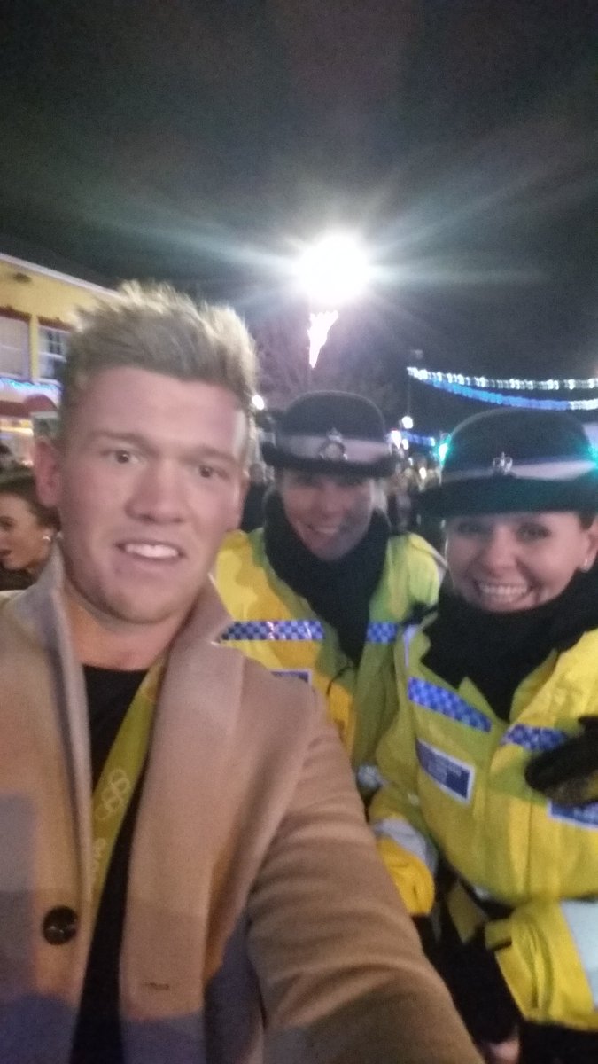 gwentpolice's tweet photo. Our @gpbrynmawr were at the town's Christmas lights switch on last night. They even bumped into some famous faces. #SamCross #MikeyNorth https://t.co/dv5O1LqF7v