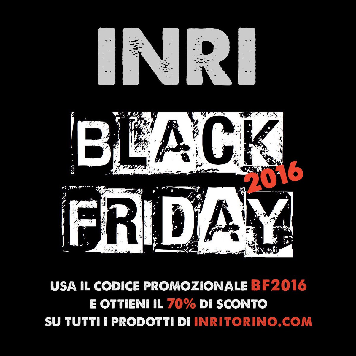 inritorino's tweet photo. Of you try #Blackfriday you never come Back >>> https://t.co/BGoBNW2v1I solo con codice #BF2016 il 70% di sconto su tutto # ☠️💣 https://t.co/4EgHnadNIr