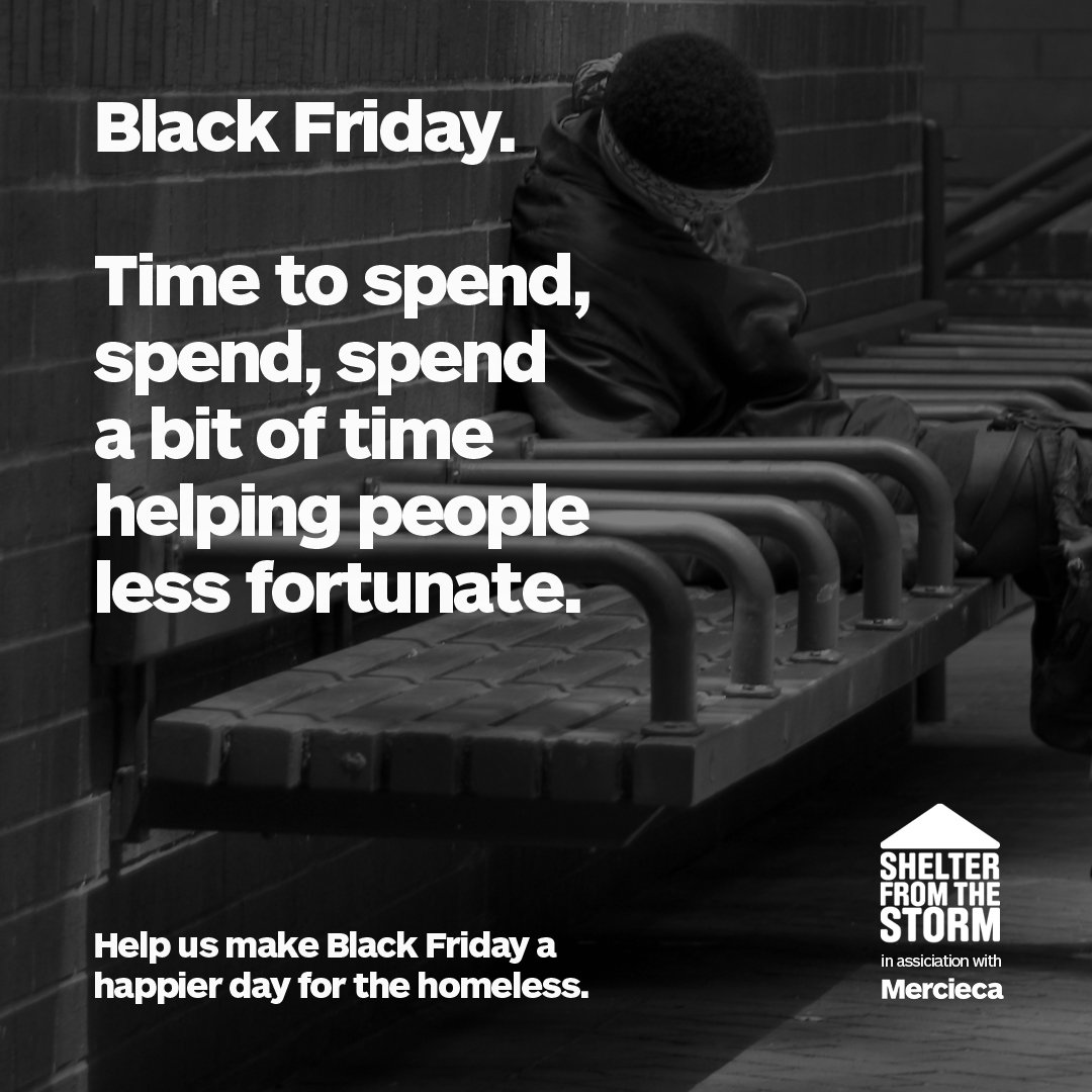 #BlackFriday. A perfect time to spare a little money to help the homeless. Text MERC95 £3 to 70070.