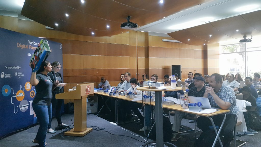 DIC_Community's tweet photo. A fun kick-off for the @Visamiddleeast #BuildwithVisa hackathon as our young developers show us their quirky talents! #DecodeDubai https://t.co/4X9FBLkkPS