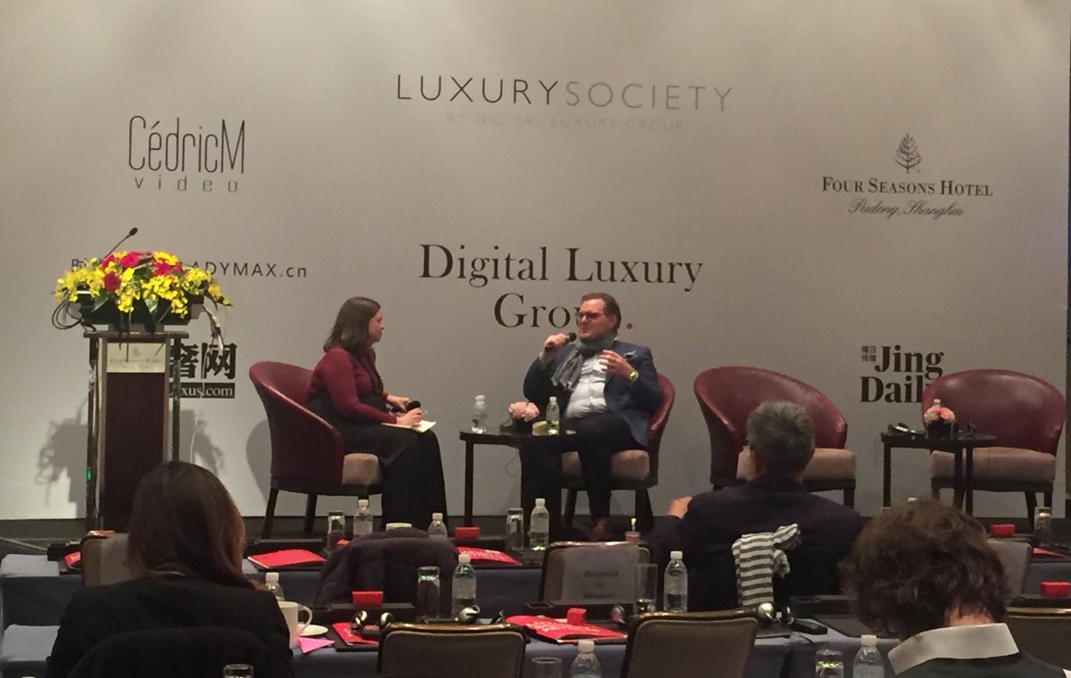 LuxurySociety's tweet photo. We welcome @shanghaicasey back on stage with our final guest, Nikolaj Schnoor from LINDBERG. #luxdigital https://t.co/lfCuUweom2