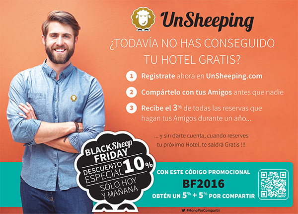 #BlackFriday más bien Black 'Sheep' Friday consigue hoy 10% para tu próxima reserva de hotel en goo.gl/MTzDht