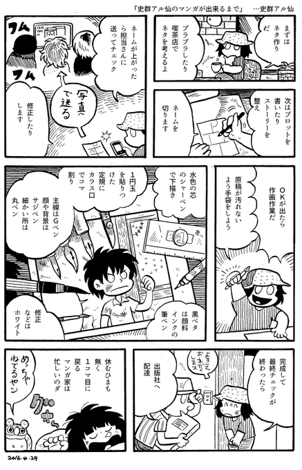 漫画日記「アル仙のマンガのマンガ」その2以前個展でメイキングを展示したものです。マンガってなあに?というお客様へ私のメイキングを制作しました。 