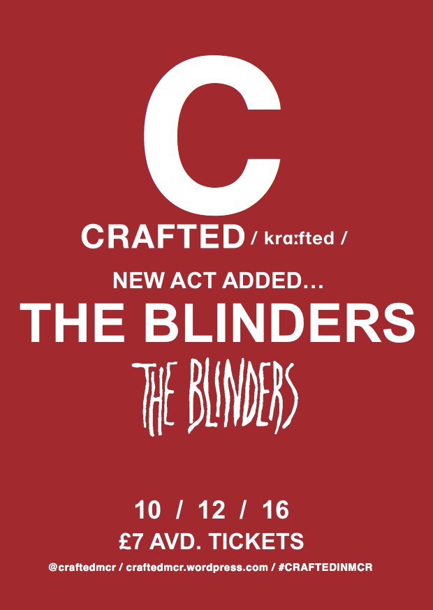 CraftedMCR's tweet photo. CRAFTED just got even better!

The suburb @TheBlindersBand are ADDED to our already amazing line up.

TIX: https://t.co/hc7fOg7bs2 https://t.co/mGcPFphWPx