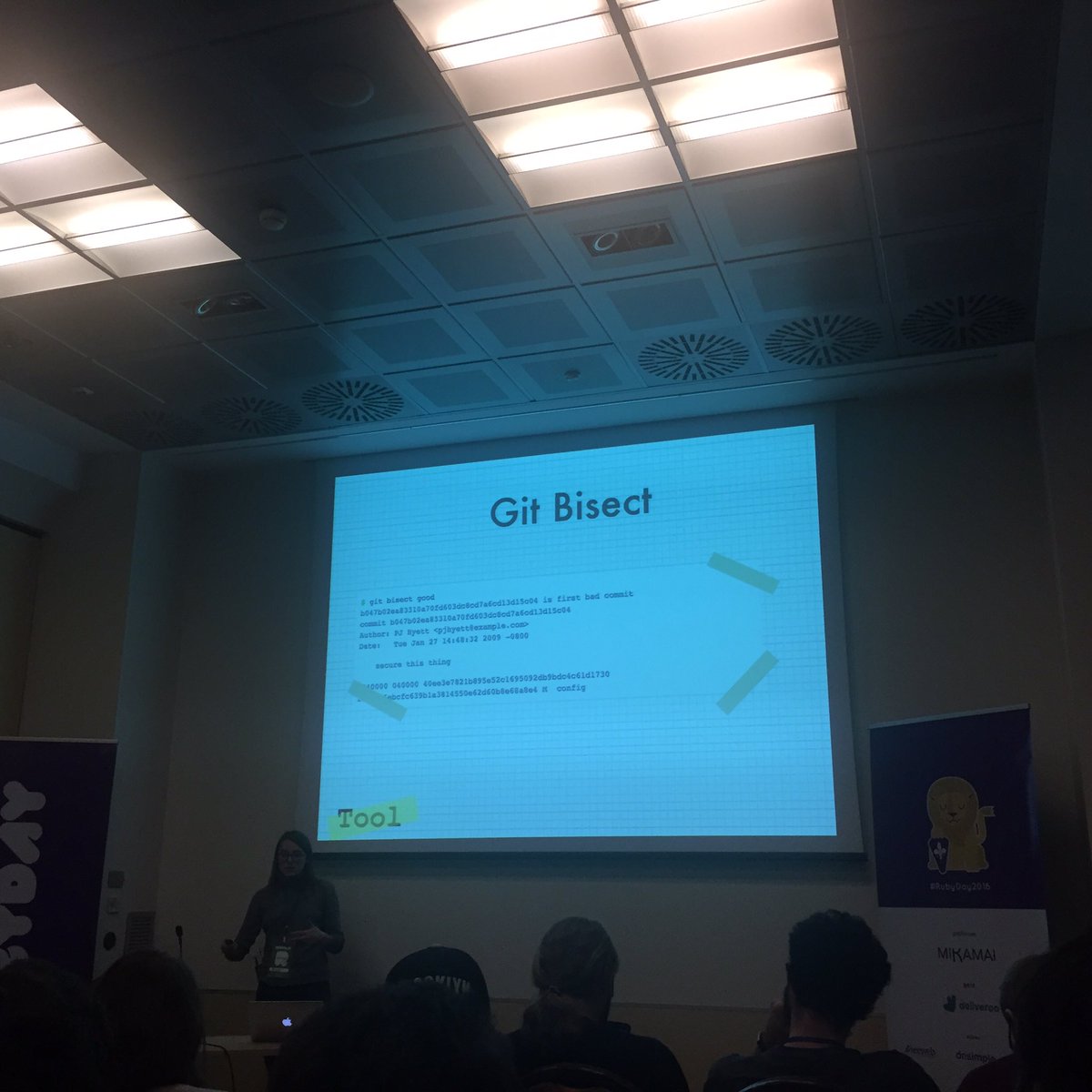 tomas_stefano's tweet photo. Git Bisect save me many times in the past. โค๏ธโค๏ธโค๏ธ #RubyDay2016 #squashingBugs https://t.co/3ixiWTHpM1