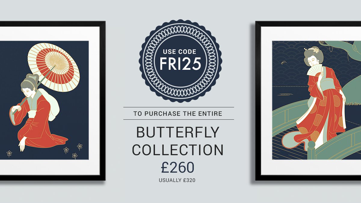 We have a golden offer for #blackfriday ! £60 off our #limitededition Full Butterfly Collection prints. Code: FRI25 bit.ly/2eMTys9