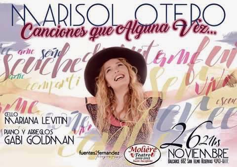 No se pierdan a esta gran artista !!!
Marisol Otero en el Moliere