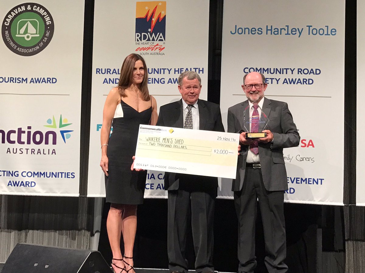 Congrats to the Waikerie Men's Shed on winning Rural Comm Health and Wellbeing Award at the SA Community Achievement Awards. Well deserved!