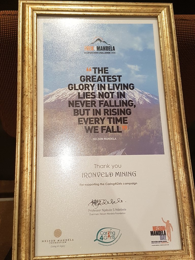 TarieChitapa's tweet photo. #Ironveld received a certificate of appreciation from @Caring4Girls for our support to the girls in Limpopo with sanitary towels. https://t.co/WEQJBMtLnR