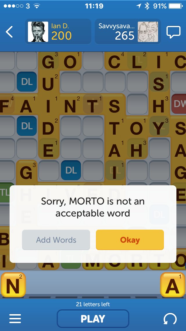 IanDempsey's tweet photo. There should be a colloquial Dubs version of @WordsWFriends #reddener https://t.co/XowAmjVBWL