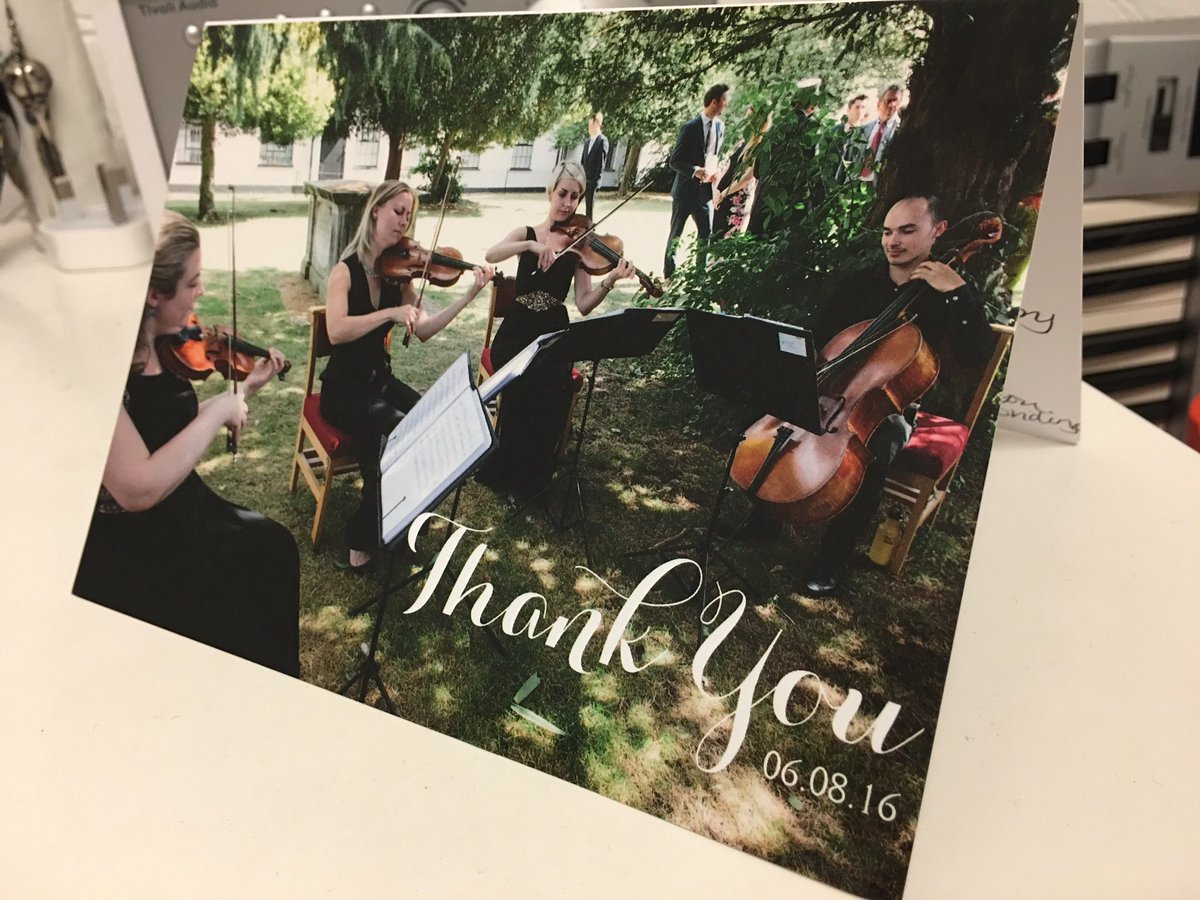 SO lovely to receive this personalised thank you card! Thanks to Lauren and Joe for inviting us to share ur #wedding day :) #weddingmusic 🎻