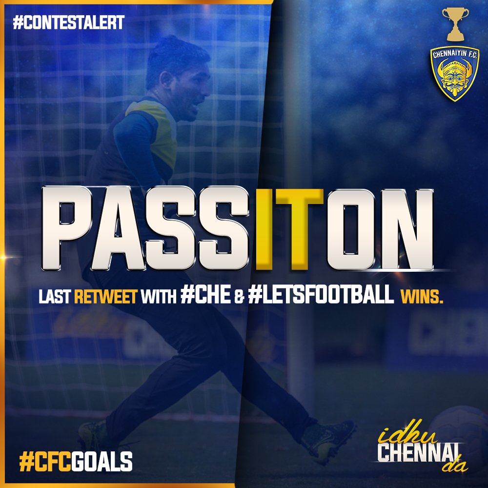 ChennaiyinFC's tweet image. #ContestAlert. Head to our Twitter page and pass on the given tweet by quoting it using #CHE&amp;amp; #LetsFootball. &amp;lt;1/2&amp;gt;