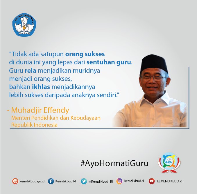 Kemdikdasmen's tweet photo. #AyoHormatiGuru. Guru Indonesia Mulia Karena Karya https://t.co/KcNFAzfAzV  #TerimakasihGuru #HGN2016 https://t.co/F3RzqdPZz1