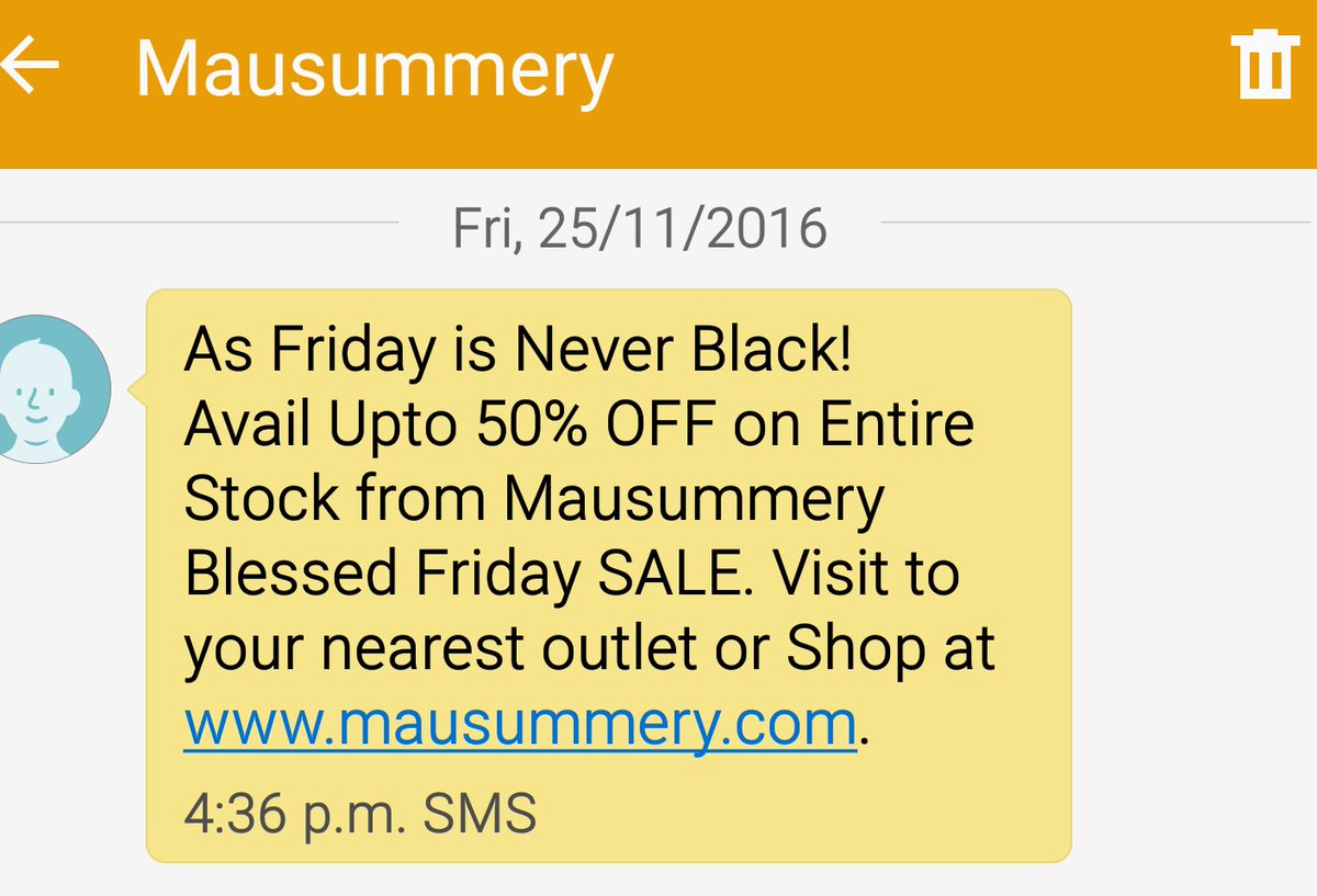 NazishMh's tweet photo. Fri, 25/11/2016
As Friday is Never Black!
Loved #Mausummery's approach towards the sale https://t.co/2BquENfQOV