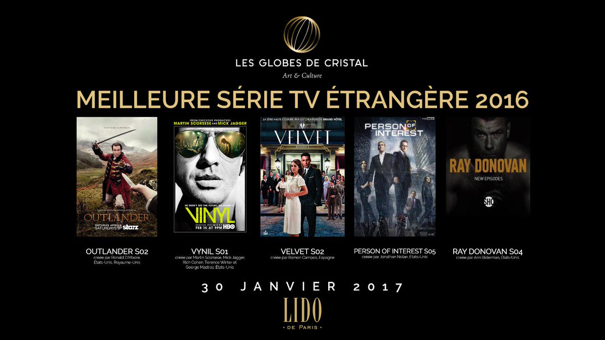 LesGlobes's tweet photo. Les nommées dans la catégorie " Meilleure Série télévisée étrangère 2016"
#GlobesdeCristal https://t.co/3NZpjLBlpL