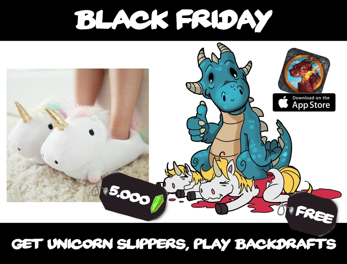 IdeaL_editions's tweet image. Don&apos;t like unicorns? Play #Backdrafts!
#FF #blackfriday #dragon #unicorn #Slippers #dealNOW #Deals #sale #Xmas #iOS #mobile #MobileGame #fun