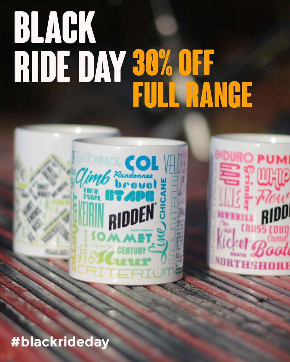 Last chance for 30% savings on all #BlackRideDay weekend orders. You've got until midnight to avoid missing out!
ridden.cc