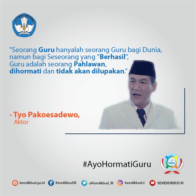Kemdikdasmen's tweet photo. Pemeran Soekarno dalam Pantjasila, Tyo Pakoesadewo percaya guru adlh seorang pahlawan. #AyoHormatiGuru TerimakasihGuru #GuruMuliaKarenaKarya https://t.co/4m5Q9xGDlX