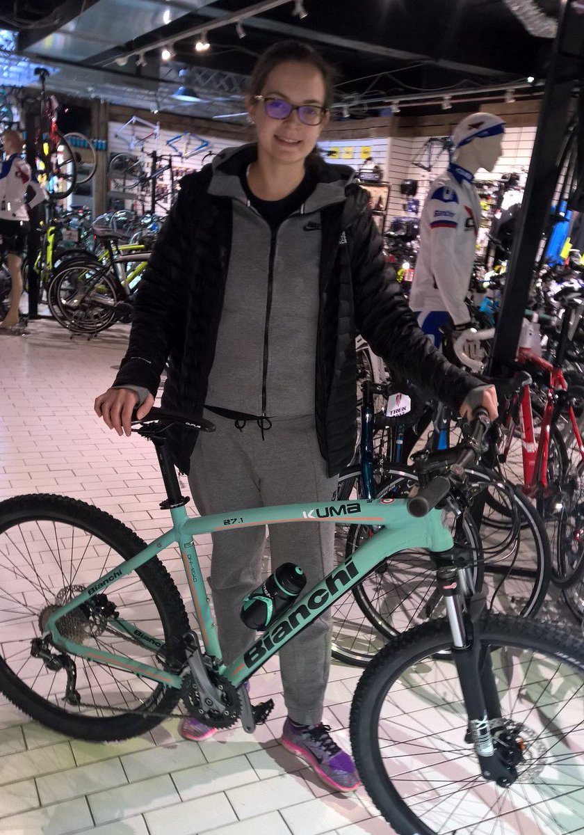 Eleanor's new <a href="/BianchiUK/">Bianchi UK</a> Kuma 27.2 is very smart in celeste happy riding <a href="/BianchiOwnersUK/">Bianchi Owners Club UK</a> <a href="/mtbiking_love/">Mountain Biking Love</a> <a href="/TWR_Local/">TogetherWeRide</a> #Kuma <a href="/MtbEpicsUK/">MTB Epics UK</a>