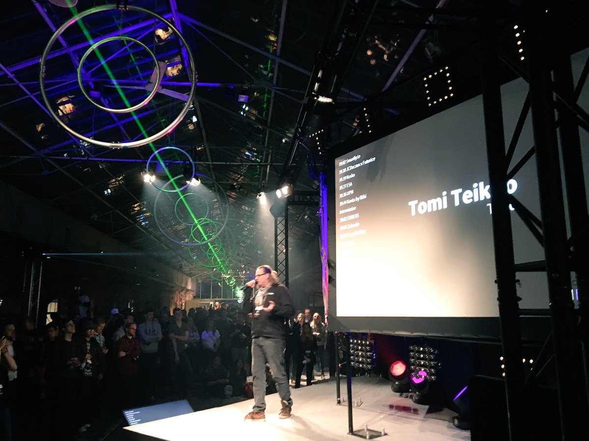 Tietoevry's tweet photo. #IntelligentBuildings &amp; @TomiTeikko on #junction2016 stage. Let's make buildings better place to be 4 all of us! #datadriven challenge is on https://t.co/t4AXcqCbHP