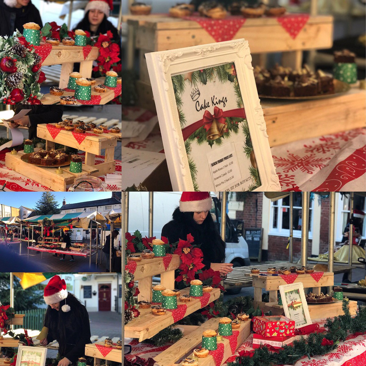 Cake Kings beautifully laid out rustic Christmas stall layout at the Oswestry artisan market today <a href="/OswestryMarkets/">Oswestry Markets</a> <a href="/BusinessNSC/">Business@NSC</a> <a href="/ns_college/">North Shrops College</a>