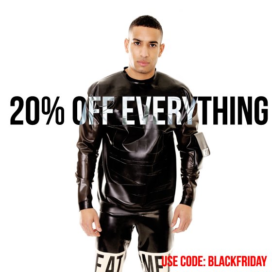 MEAT_CLOTHING's tweet image. BLACK FRIDAY SALE &amp;lt;3 20% off everything! ENTER: BLACKFRIDAY AT CHECKOUT. ENDS MIDNIGHT TONIGHT! #LATEX #BLACKFRIDAY shop.meatclothing.co.uk