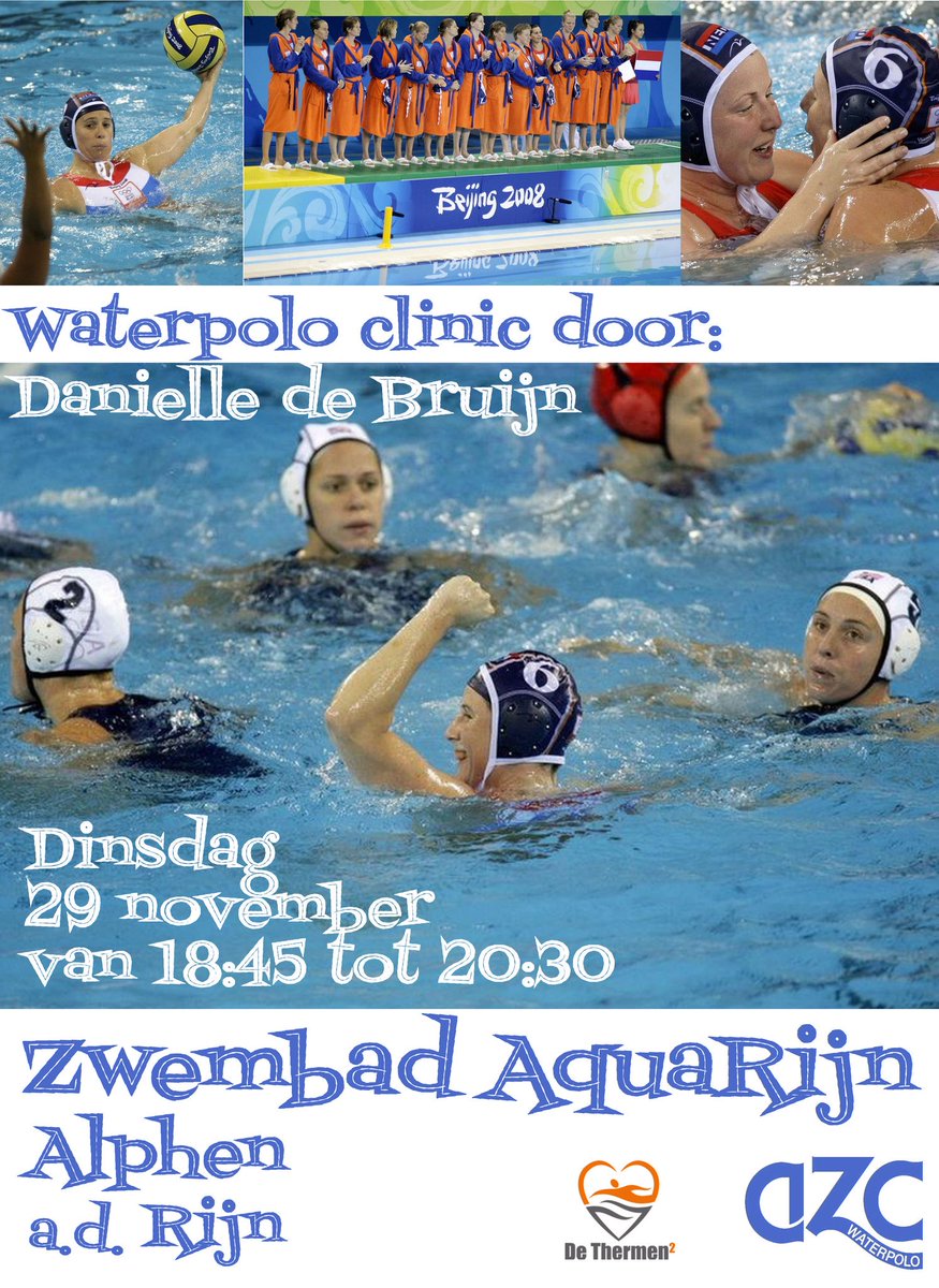 A.s dinsdag 29 november een waterpolo clinic van Danielle de Bruijn bij AZC Alphen voor de C en D meiden. azc-alphen.nl