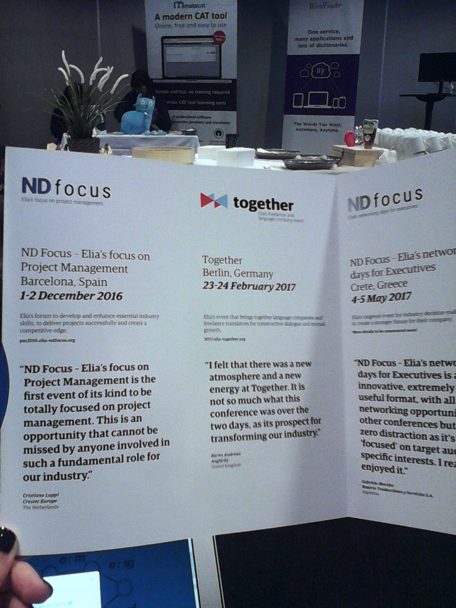 Prompsit's tweet photo. Planning our next year events calendar with Lara @LMillmow from @EliaOrg at #NTIF2016. Great events also for #customMT! https://t.co/g1zEJytoNU