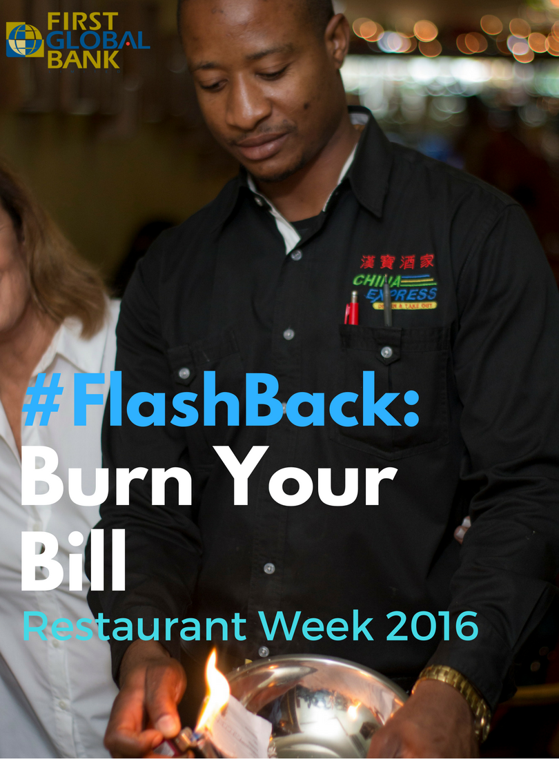 firstglobalbank's tweet photo. Can we do just one more #FlachbacktoRestaurantWeek? π
π We had so much fun! #BurnYourBill #RWJa2016 https://t.co/n30OspMx7V