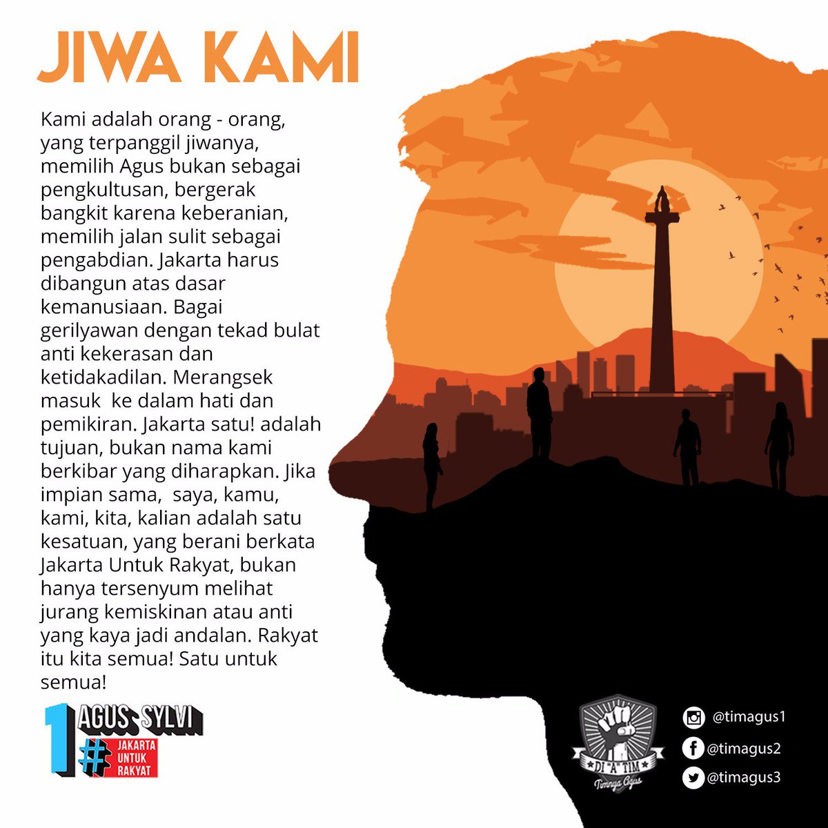 timagus3's tweet photo. JIWA KAMI
@AgusYudhoyono @AhyCenter
#jakartauntukrakyat #Timagus https://t.co/3gS62kRocD