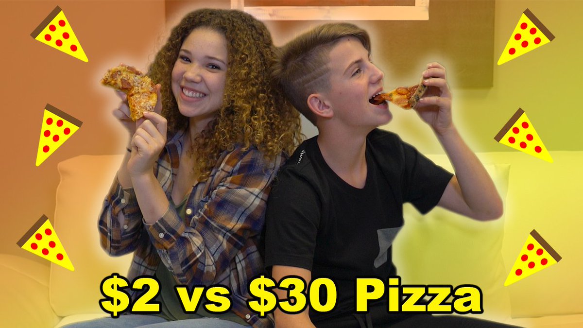 MattyBRaps's tweet photo. Sat down with Madison this week to try a $2 grocery store pizza vs a $30 fancy one.  Watch our reaction HERE:  https://t.co/vtZxcpMwWG https://t.co/76V2morlyI