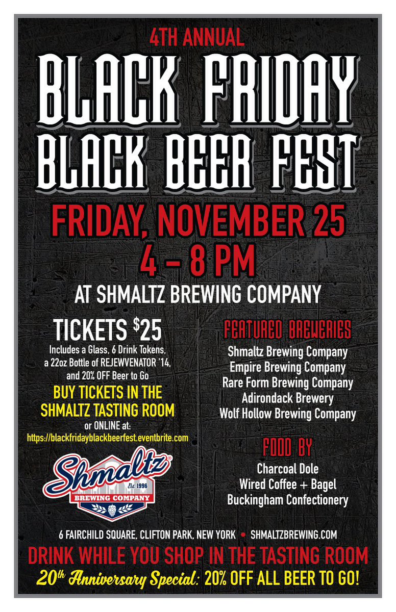 JeremyCowanSBC's tweet photo. I love dark beer &amp; so should you! #blackfriday black beer fest 4pm w @RareFormBrewCo @empirebrew @adkbrewery &amp; more! https://t.co/WosOFHo71W