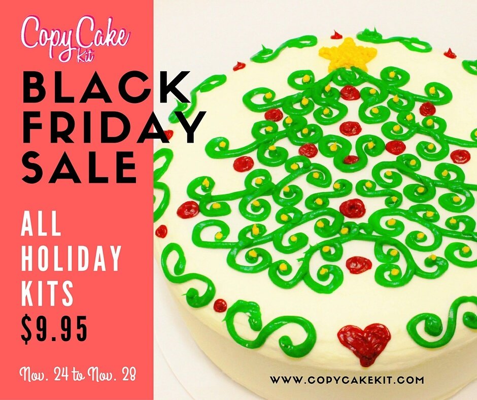 CopyCakeKit's tweet photo. All Holiday Cake Kits are only $9.95 + Free Shipping!! Thursday 11/24 - Monday 11/28 
#copycakekit #blackfriday  https://t.co/fxOZl0LQhO https://t.co/XINBLjBssS