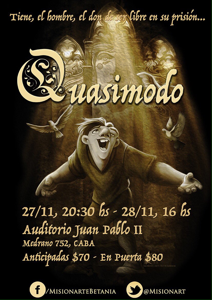MisionArt's tweet photo. Quasimodo, Quasimodo, prepárate! 🎶
No te quedes sin tu entrada! https://t.co/enpwmtvst4