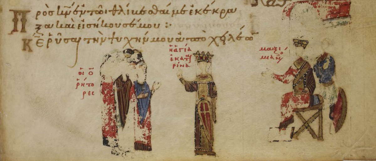 BLMedieval's tweet photo. Here is the patron st of librarians as a young woman, defeating 100 philosophers in 1 hour https://t.co/1Xp2AIDtHX Happy St Catherine's Day! https://t.co/oYKh7yfg7U