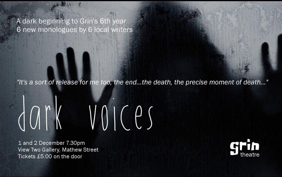 grintheatre's tweet photo. @LPOOLTHEATRE Can we get an RT for Dark Voices? A night of six chilling monologues at View Two Gallery https://t.co/awlk4nhNQs https://t.co/BdlJJcKtmE