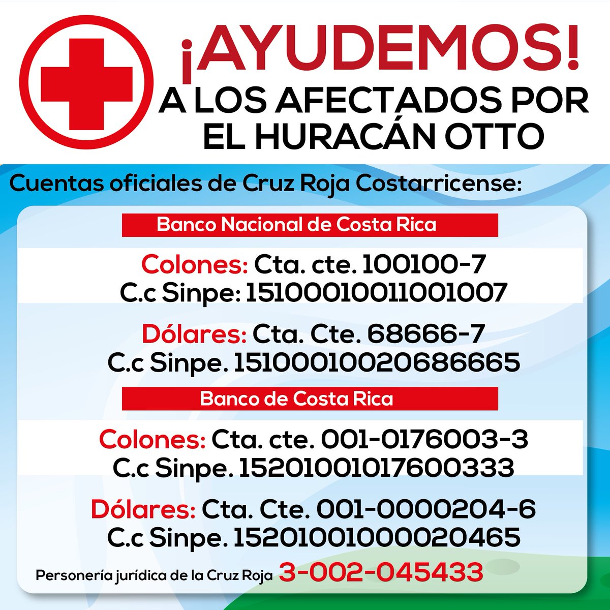 .<a href="/CruzRojaCRC/">Cruz Roja Costarricense</a> Cuentas bancarias oficiales para donaciones en efectivo