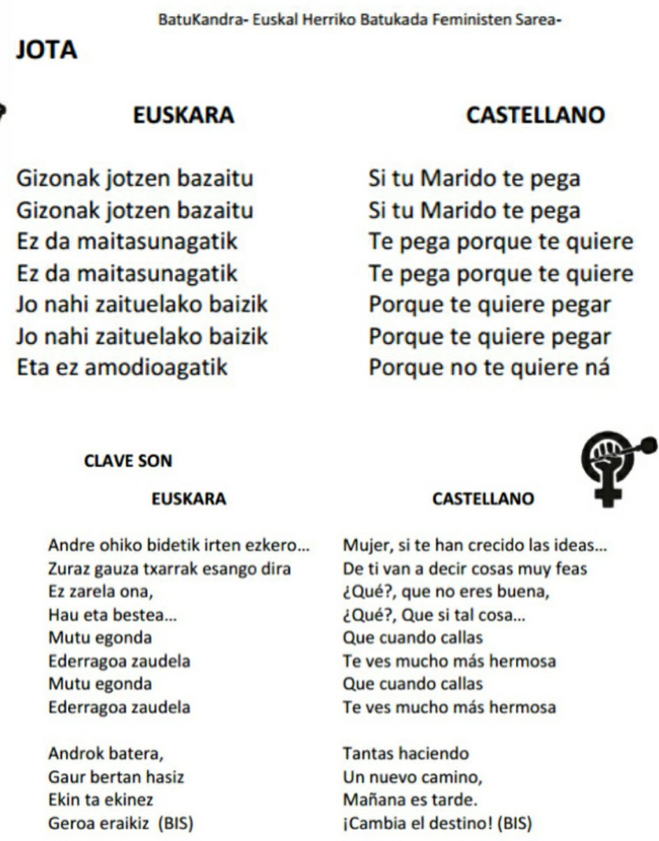 AlaitzBG's tweet photo. Geroko manirako abestiak #Batukandra
Canciones para cantar en la mani #Durango
#ErasoenAurreanInpunitatetikEz
@istar38 https://t.co/9a42Z6sayD