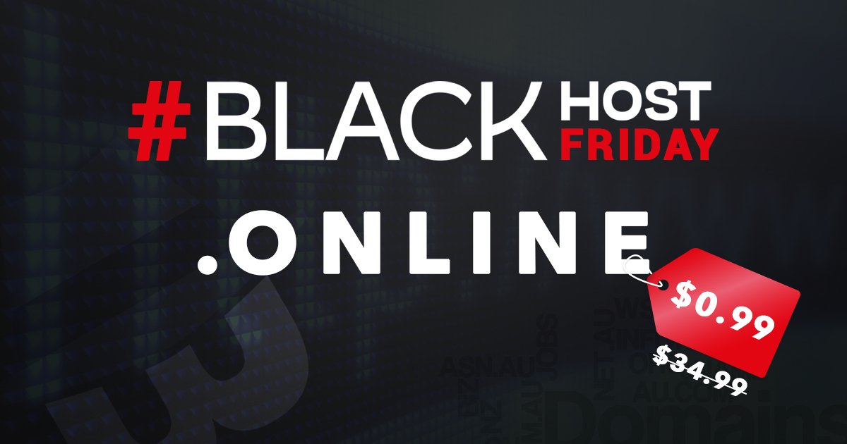 _blackhost's tweet photo. Put your business .ONLINE for just $0.99 https://t.co/JlqBoXWmk7 #blackfriday #BlackHOSTFriday https://t.co/fTZcQ4wbSc