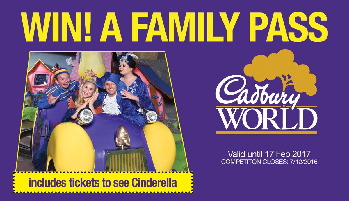 WhatsOnBrum's tweet photo. #WIN!
A FAMILY PASS to @CadburyWorld - including tickets to their Cinderella panto. Simply RT before 7/12 to enter! https://t.co/YppDUhUZm8