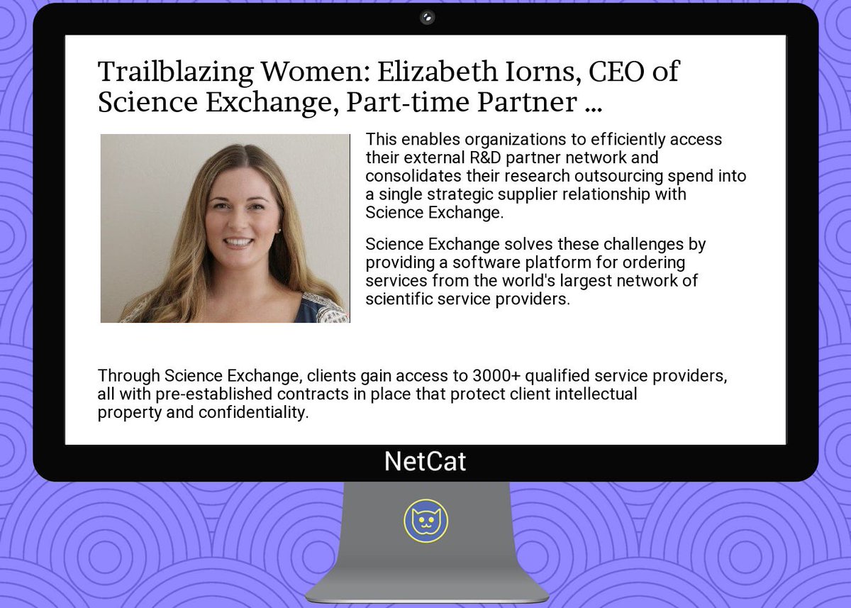 NetCatStartup's tweet image. #startup #summary:  #trailblazing  #women:  #elizabeth iorns,  #ceo of  #science  #exchange,  #part- #time  #part