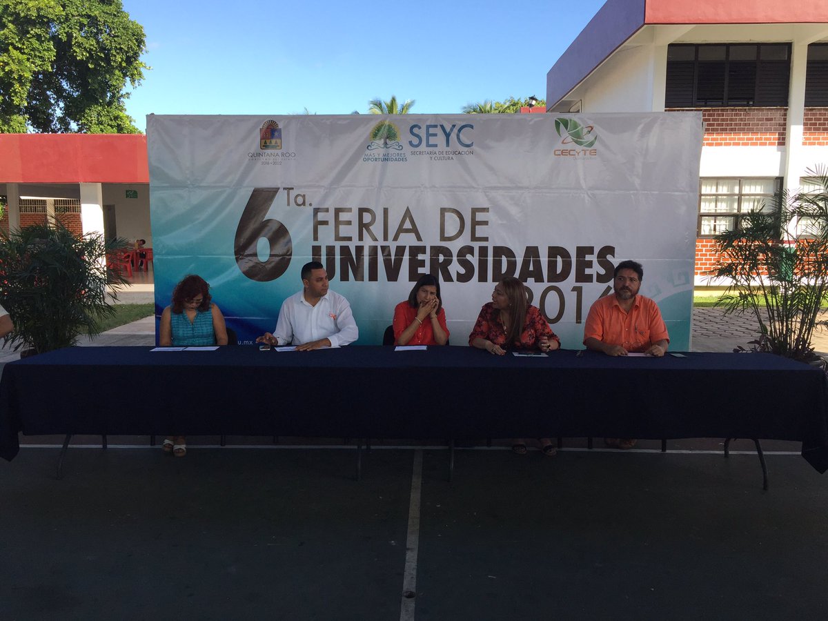 CECyTE_QRoo's tweet photo. Estamos por iniciar la 6ta. Feria de Universidades en el Plantel @CecyteUno en donde participar más de 25 universidades de la península! https://t.co/t3KHd2TCDj