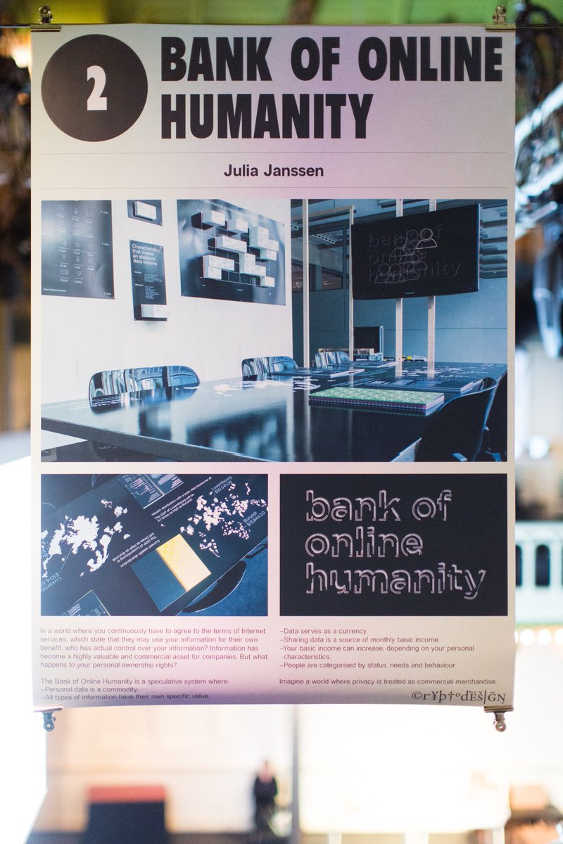 CryptoDC's tweet photo. Winner of the Audience Award Crypto Design Challenge is Julia Janssen! Bank of Online Humanity! Hogeschool Artez is very proud :-) https://t.co/79IJ81KLLy