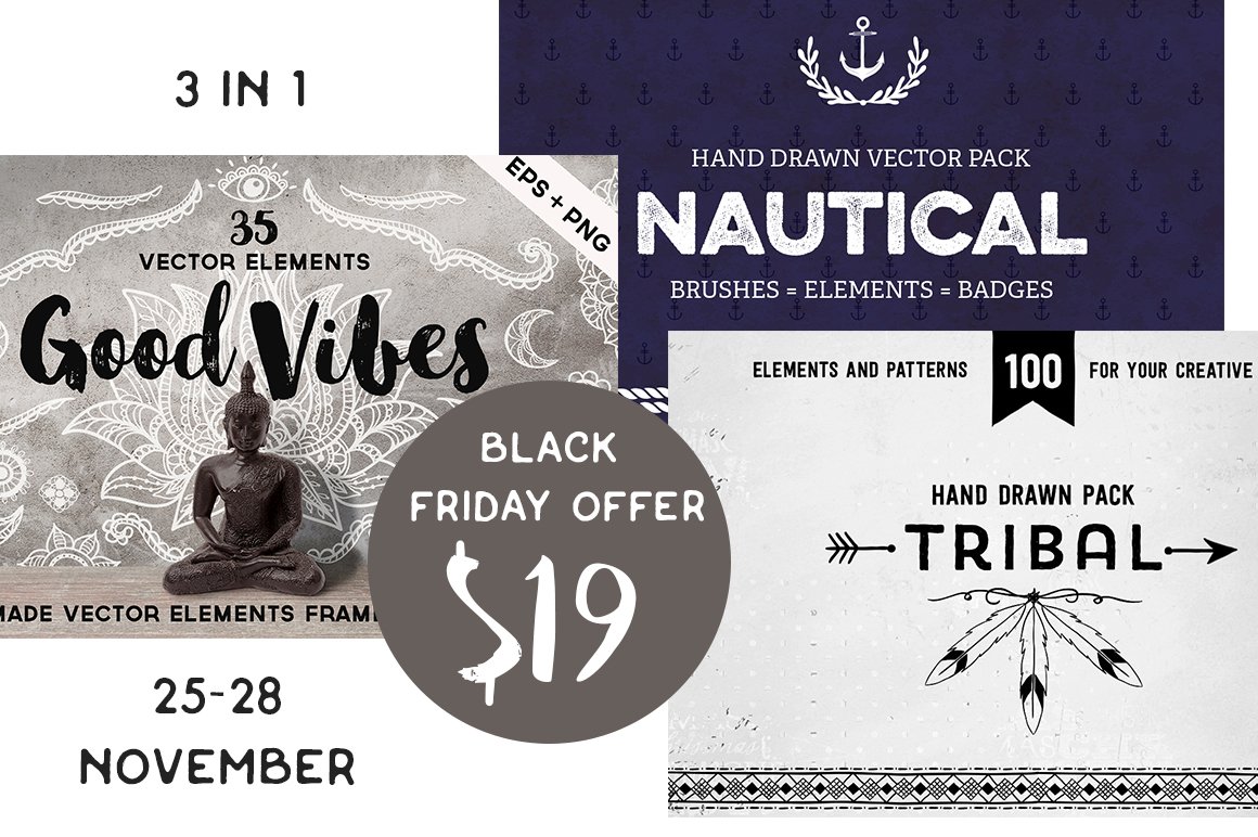 SoNiceDesign's tweet image. BLACK FRIDAY SALE: 67% OFF!
Get THREE vector packs with a price of ONE! Save 38$.
Grab it here: crmrkt.com/q19mg