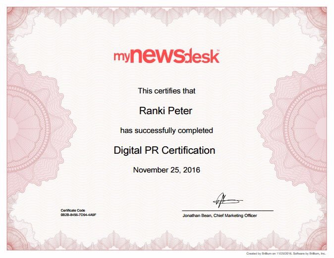 PeterRanki's tweet photo. Grattis till mig själv! Från och med idag kan jag titulera mig som certifierad digital PR-strateg :) https://t.co/SabNmW3bBl