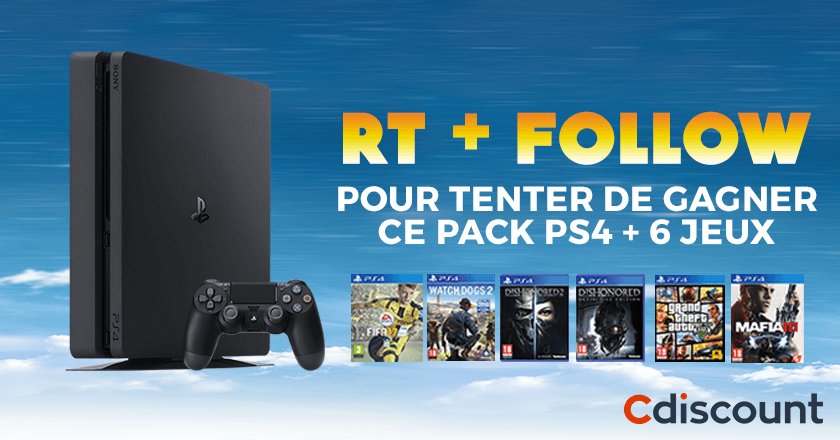 Cdiscount's tweet image. 🎁 BLACK FRIDAY 
RT + Follow pour tenter de gagner ce pack #PS4 + 6 Jeux 🎮
Nos packs à prix cassés ➔ bit.ly/2fLQq0e
#BlackFriday