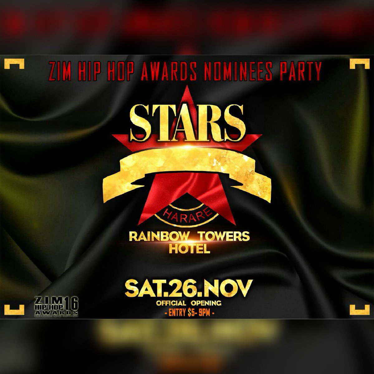 #Zimhiphopawards #NomineesParty in conjuction with the #Opening of #StarsNightClub #26Nov #7pm till late #Road_to_ZimhiphopAwards16