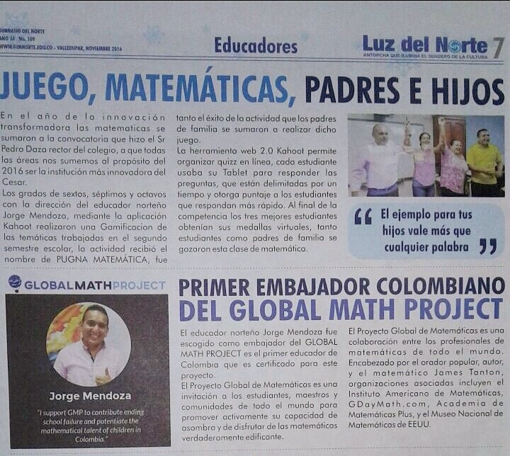 5_Talentos's tweet photo. Muy agradecido con @GIMNORTE_VUP por apoyar siempre mis proyectos #LuzDelNorte @GlobalMathProj @TeacherPrize @VarkeyFdn https://t.co/Hxx7DyaK3c